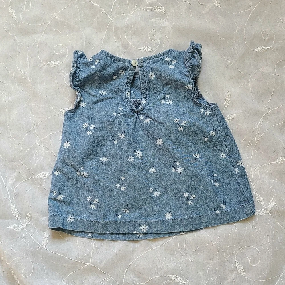 Carters Girl Denim Blue Floral Kids Outfit